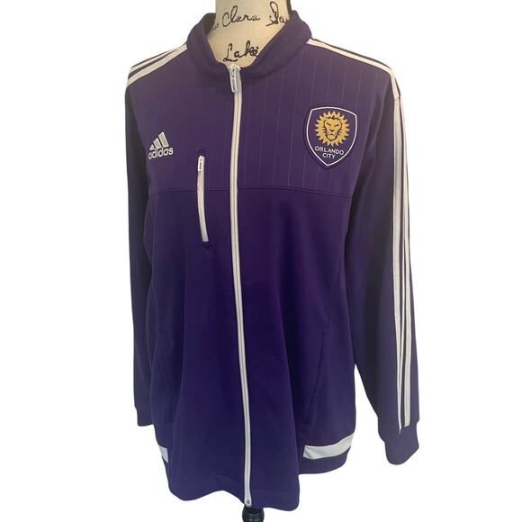 2014 ADIDAS TRACK JACKET ORLANDO CITY SOCCER TEAM SZ XL PURPLE/WHITE COLLECTIBLE - Picture 4 of 16